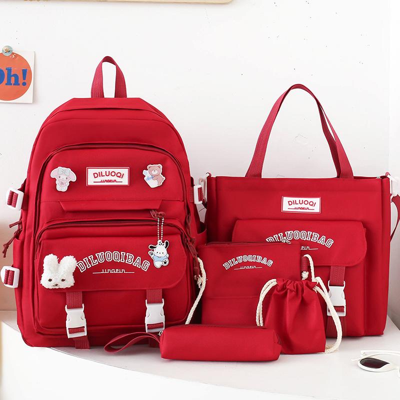 Children's Schoolbags  Elementary School Girls  Junior High School Students  Five Piece School Backpacks