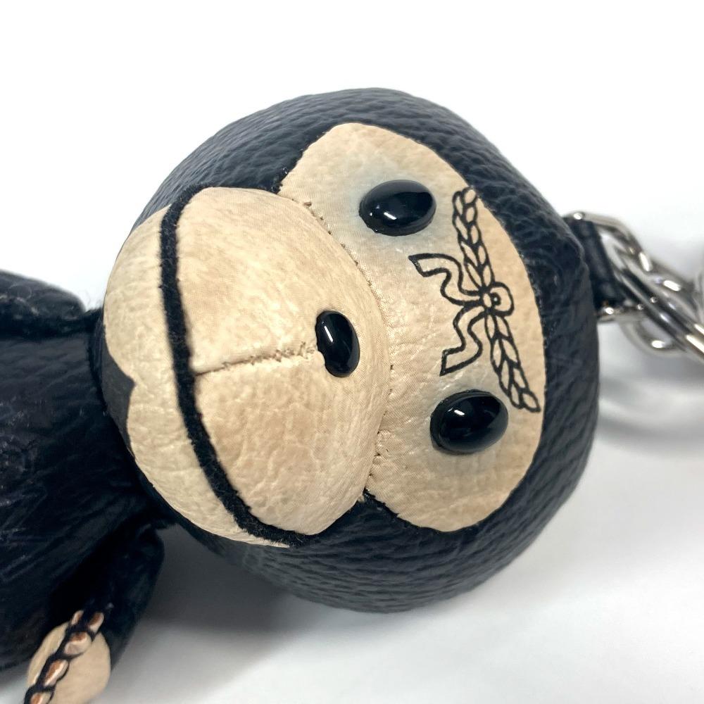 MCM A BATHING APE Milo Visetos Bag Charm Key Holder Leather Black