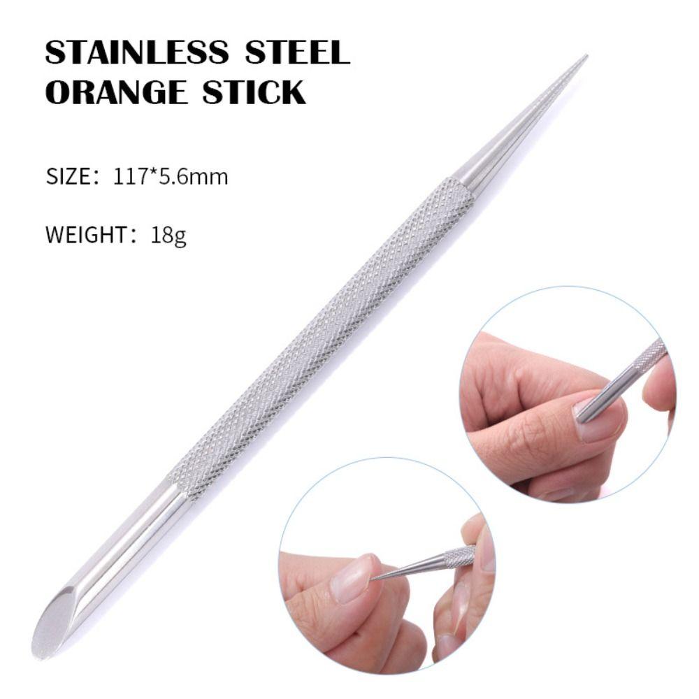 New Stainless Steel Nail Cuticle Pusher Ended Manicure Double Head Nail Dotting Pen Nail Care Tool for Nail