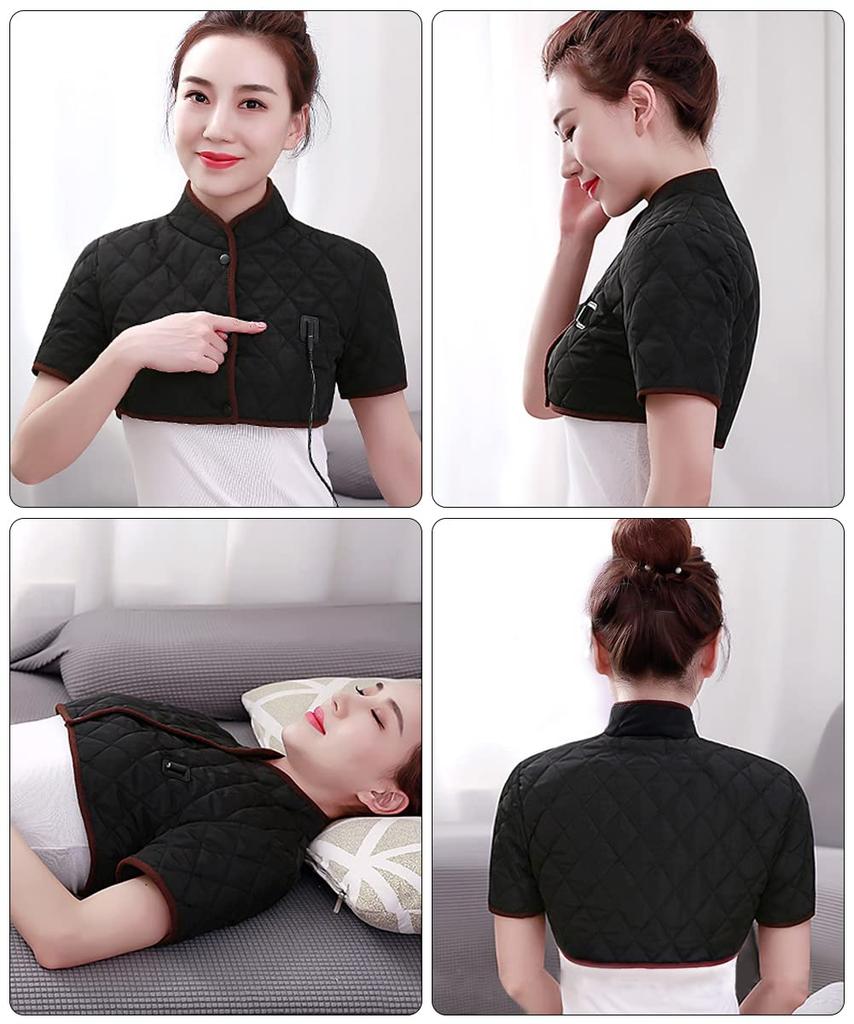 Electric shoulder heated shoulder shoulder 3 vibration for home and office working from poor fully 15 30 60 5 unisex pads, 55℃, 60℃, 65℃, straps,