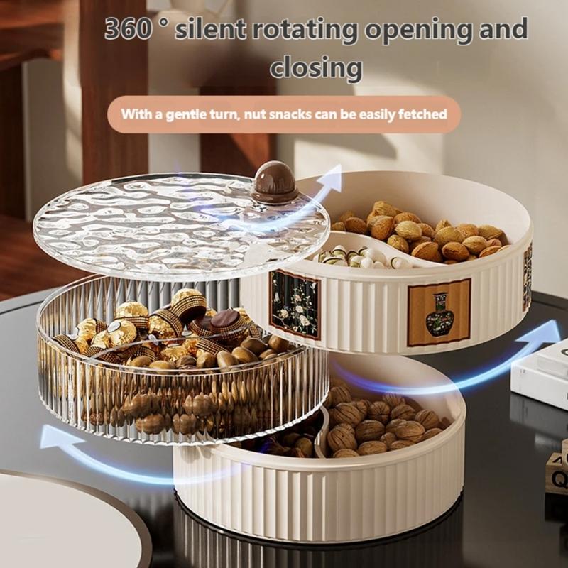Clear Window Food Container for Easy Access to Snacks Fruits Nut Removable Layers Kitchen Storage Organizers