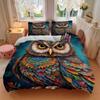 3pcs Colorful Mandala Owl Printed Quilt Set, Soft and Comfortable Quilt Cover for Bedroom