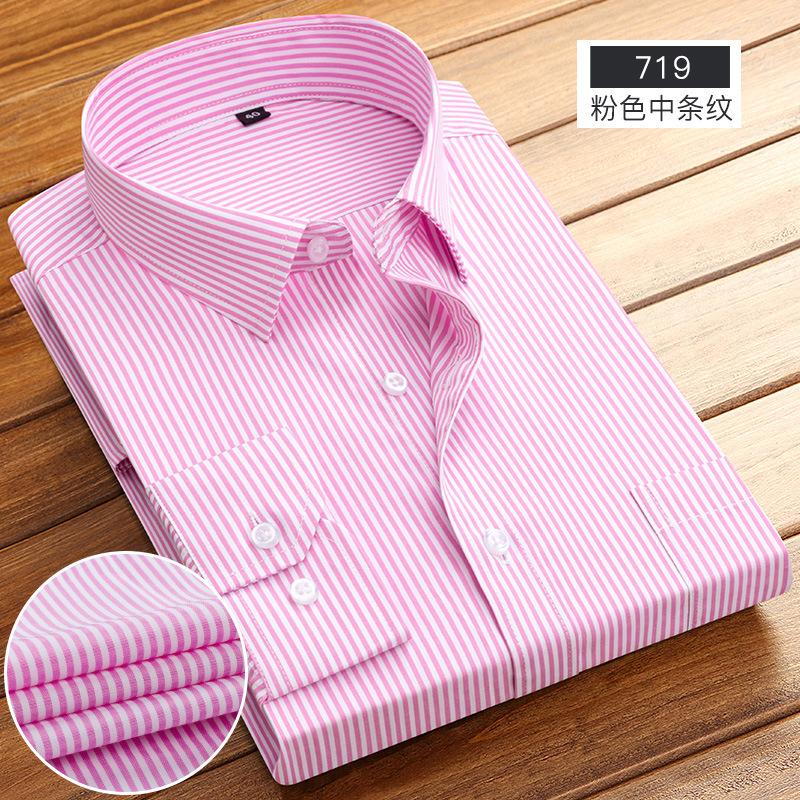Men's Striped Long Sleeve Shirts Autumn Anti-wrinkle Business Shirt Fashion Casual Comfortable Breathe Slim Fit Shirts