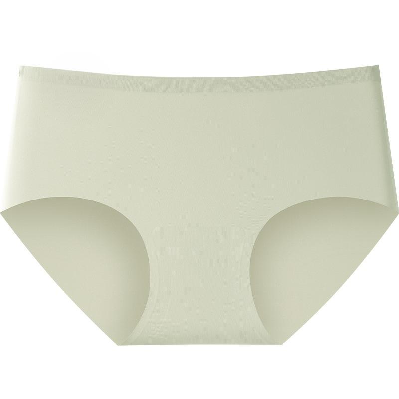 Female Spring and Summer Antibacterial Crotch 7A Mulberry Silk Sports Yoga Ice Silk Without Trace Middle Waist Triangle Briefs