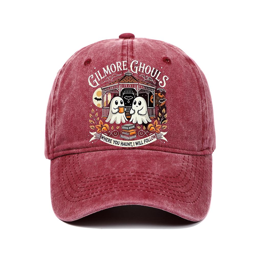 Letter Ghost Printed Baseball Cap for Men and Women, Adjustable Outdoor Sun Protection Hat, Halloween Holiday Gift Decoration
