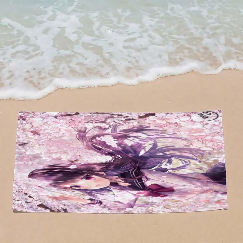1pc Cute Sakura Sailor Uniform Anime Girl Beach Towel Microfiber Quick Dry Bath Towel For Pool Beach Travel Anime Fans Gift