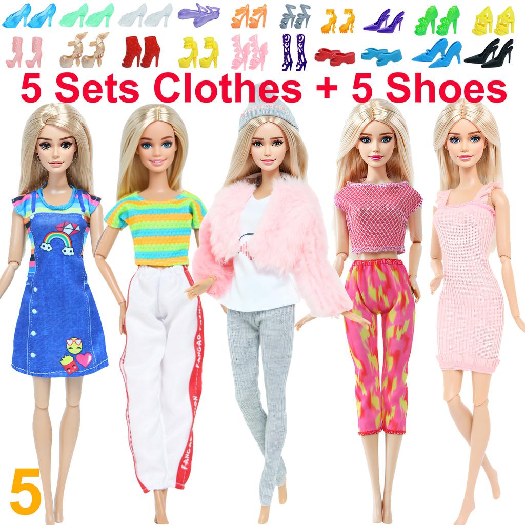 10 Stück/Set Mode-Outfits Ba Puppe Bie Hemd Hose Kleid Schuhe 11,5 Zoll Puppenkleidung Puppenhaus 11,8" 30cm 1/6 Puppenzubehör