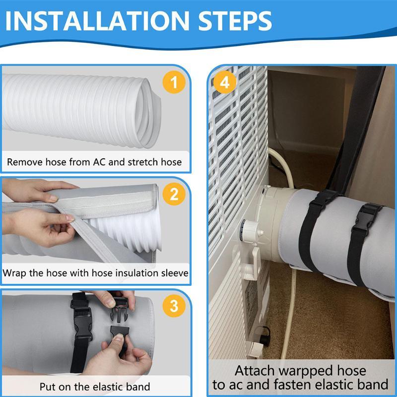 Universal AC Hose Cover Waterproof Dustproof Heat Proof Exhaust Pipe Protector for RV Travel Portable Air Conditioner
