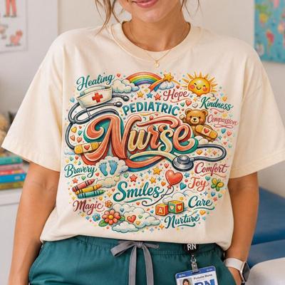 Pediatric Nurse Shirt, Cute Colorful Graphic Tee