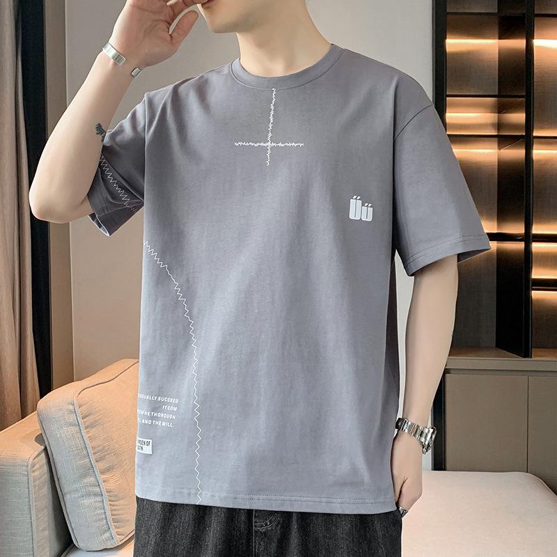 Men Casual Graphic Print Short Sleeve T Shirt Loose Fit Streetwear Summer Top