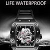 Domineering High-Value Fashion Trend Luminous Waterproof Wine Barrel-Shaped Men'S Watch Silver Dragon