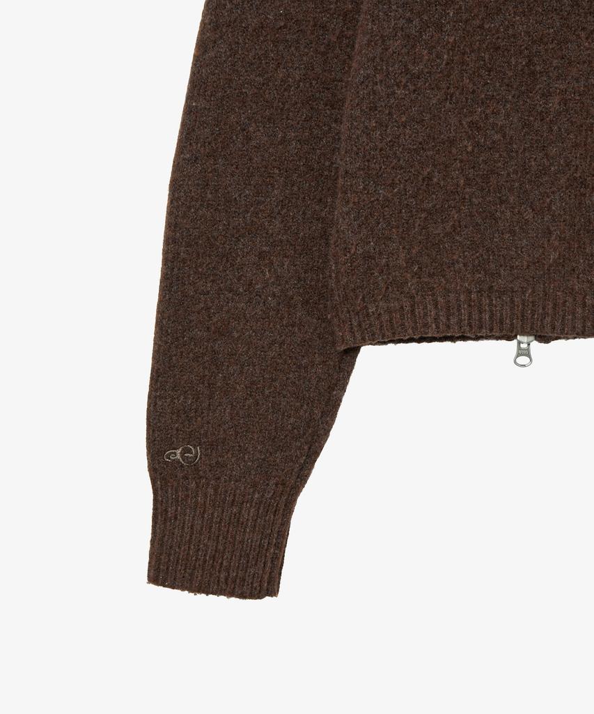 AEAE High Neck Knit Zip Up [Brown]