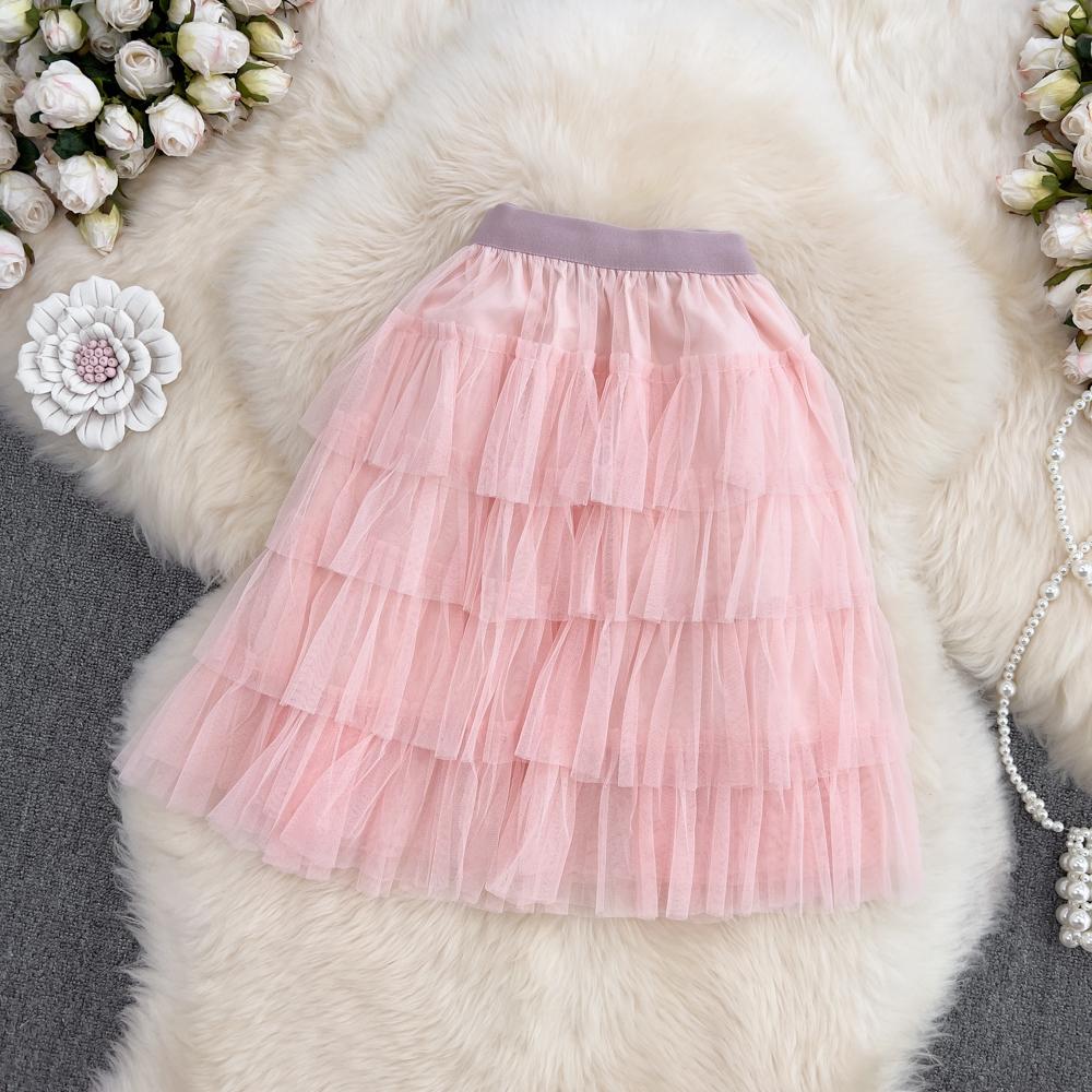 Mesh Multilayer Puff Cake Short Skirt Summer Short High Waist Sexy A-Line Skirt
