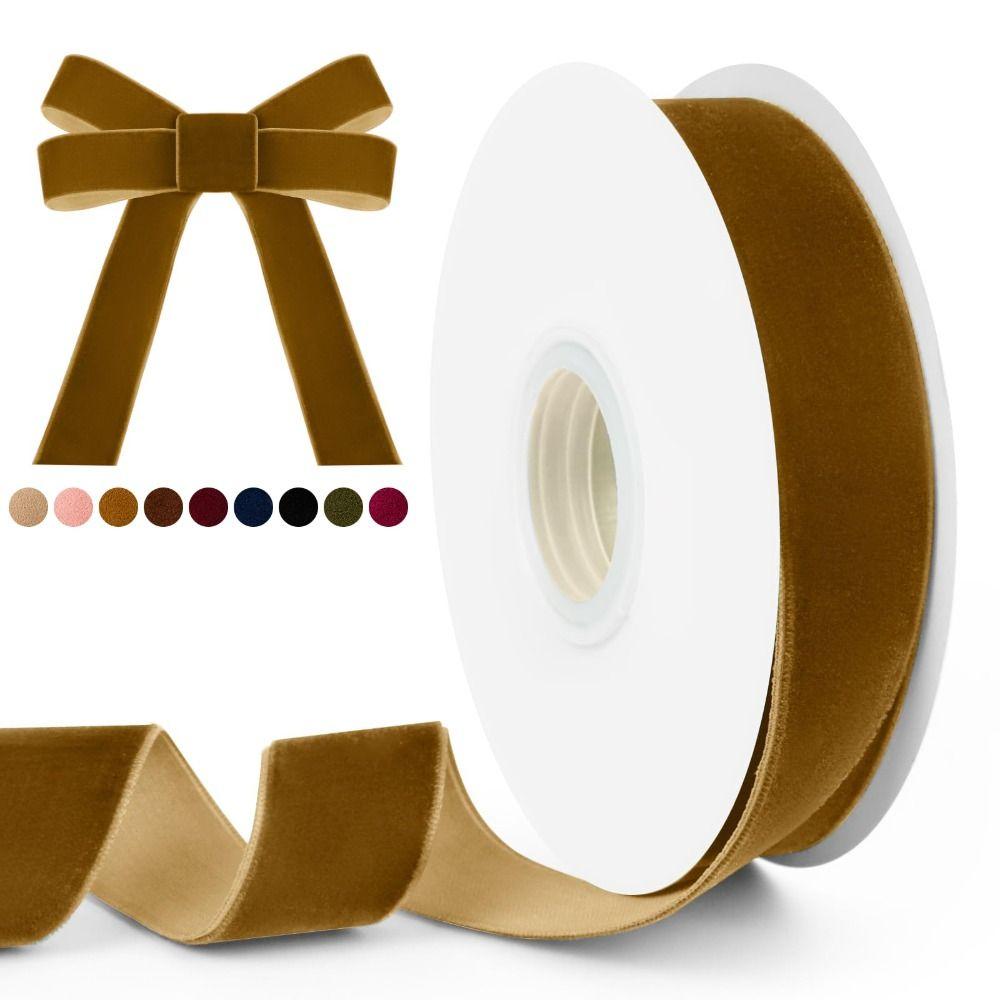 Luxury Finish Gold Velvet Ribbon 5 Yards Length Vintage Velvet Ribbons Wedding Decoration