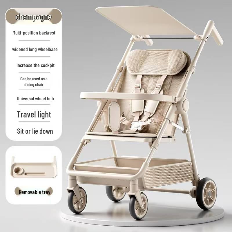 Compact Foldable Baby Stroller: Lightweight, One-Button Fold for Travel and Commuting