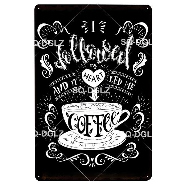 [SQ-DGLZ]Coffee Metal Sign Vintage Metal Plaque Plate Decor For Pub Bar Wall Decor Tin Signs Retro Cafe Poster Coffee Shop