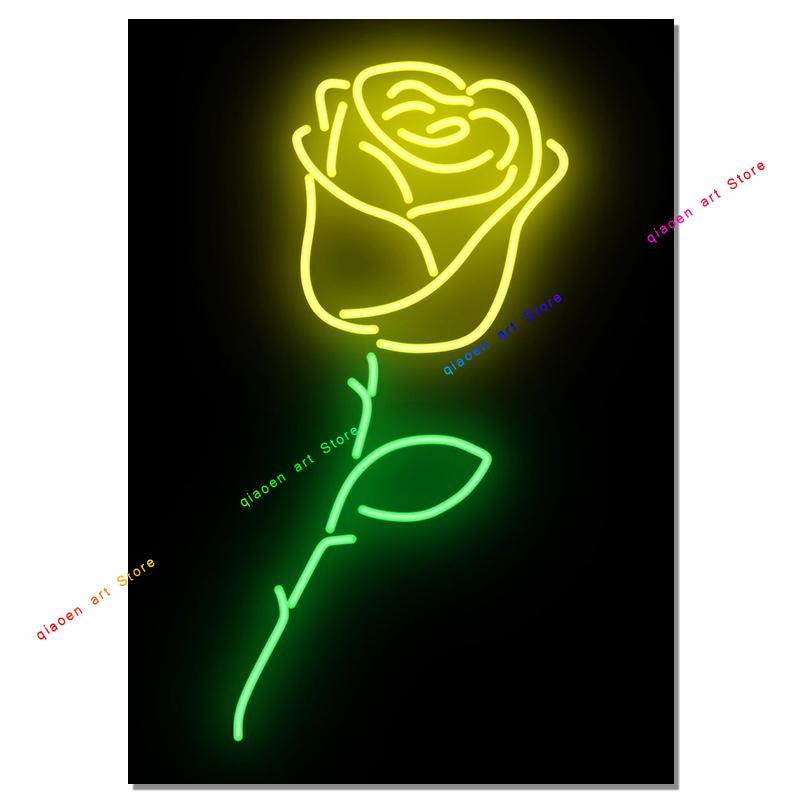 Neon Signs Sign Sign Coconut Palm Pineapple Rose Neon Effect Canvas Painting Wall Art Print Painting for Room Home Decor