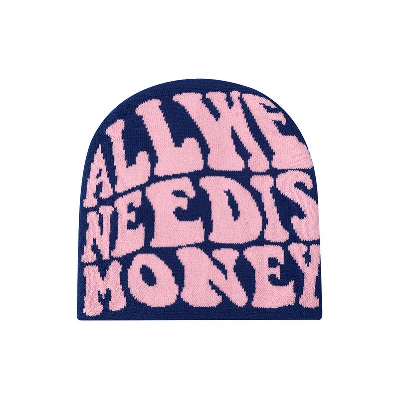 Custom Logo Jacquard Pattern Knit Beanie for Unisex Two-Tone Letter Design Bulk for Business Travel Beach In 100% Polyester