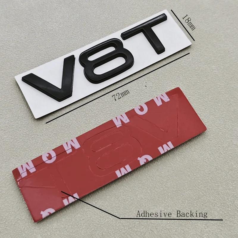 3D Metal Logo V6T V8T Letters Sticker Car Fender Side Badge Emblem For Hot A6 A7 A8 S4 S5 S6 SQ5 S RS Auto Styling Accessories