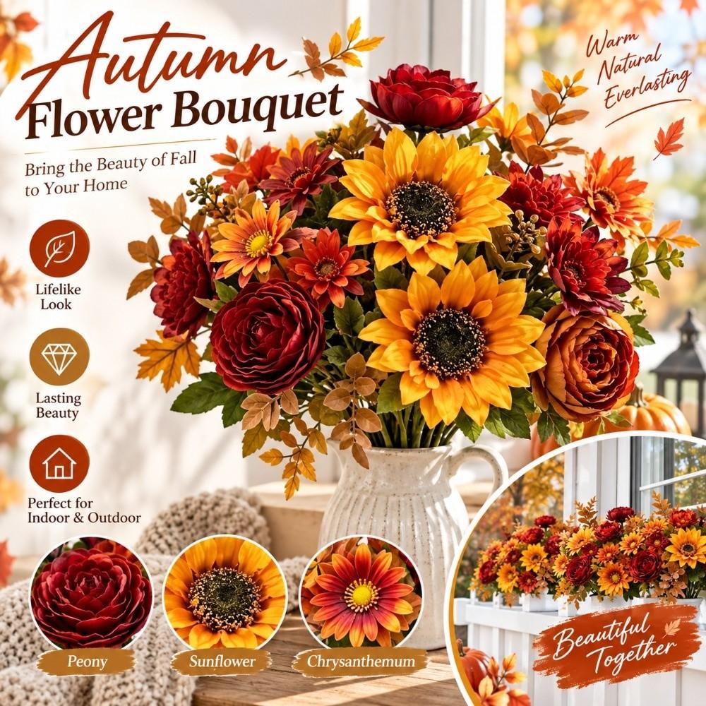 Autumn Theme Artificial Sunflowers Sunflower & Daisy Mix Fake Flower Decor Hotel Decor