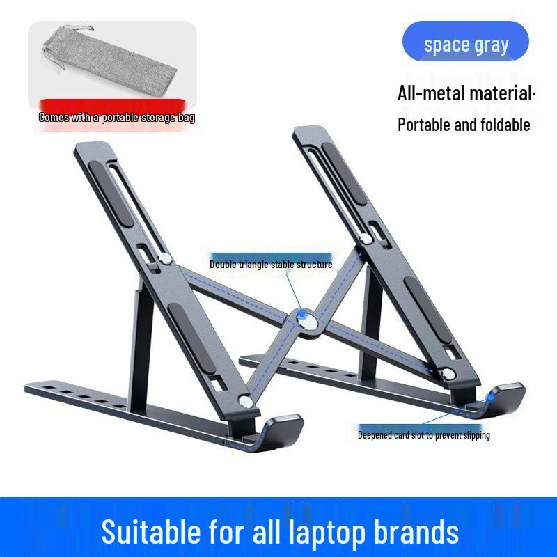 Portable Aluminum Laptop Stand: Foldable, Adjustable Height, Stable Support with Heat Dissipation