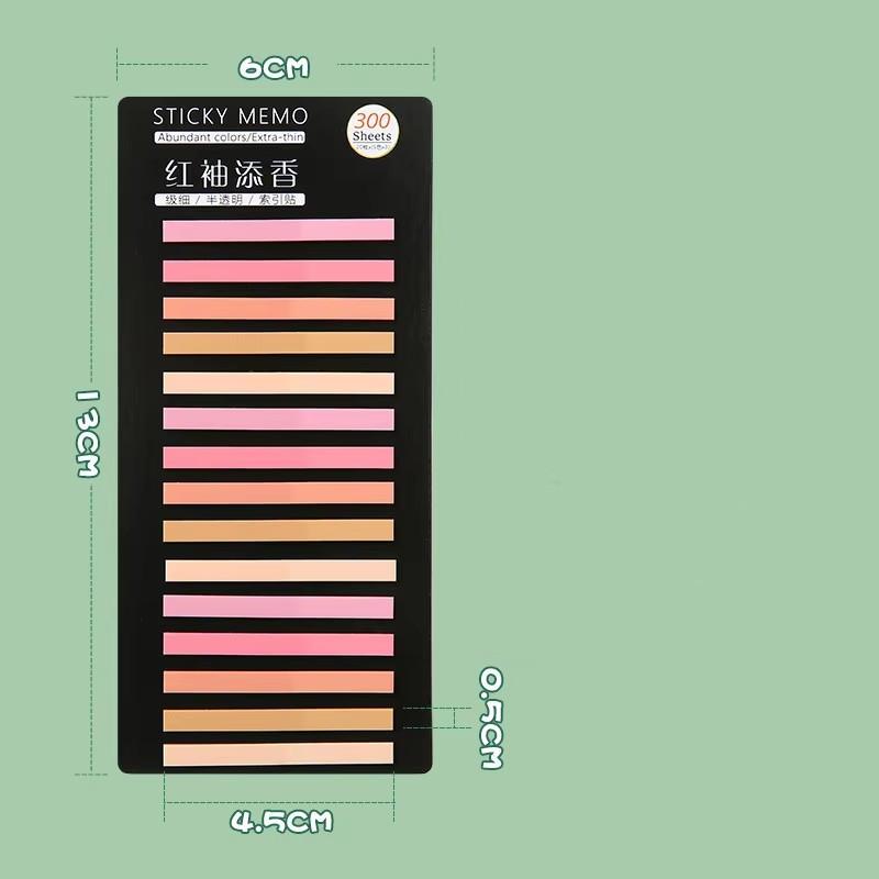 300 fogli di blocco note adesive con indice di colore arcobaleno, blocco note con adesivi, segnalibro, materiale scolastico, cancelleria kawaii