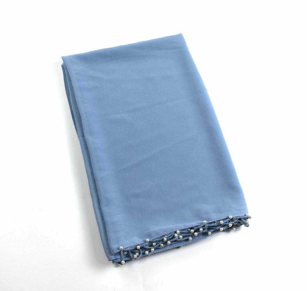 Long Chiffon Wave Edge Beaded Shawl For African Women