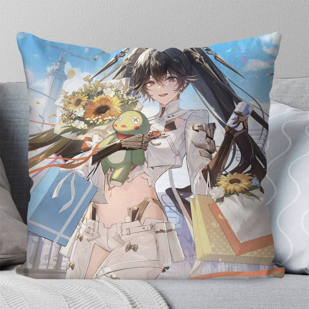 Lucia Pyroath Anime Game PPunishing Gray Raven Pillow Case Fashion Square Pillowcase Bedroom Sofa Room Ins Decoration Leisure