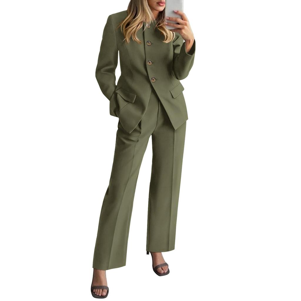 Ensemble élégant deux pièces pour femme, tendance et décontracté, à manches longues, couleur unie, avec un design élégant et haut de gamme