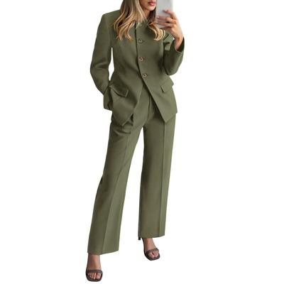 Women's Fashionable Casual Long-Sleeved Solid-Colour Elegant Trouser Suit With Stylish Design High-End Two-Piece Set