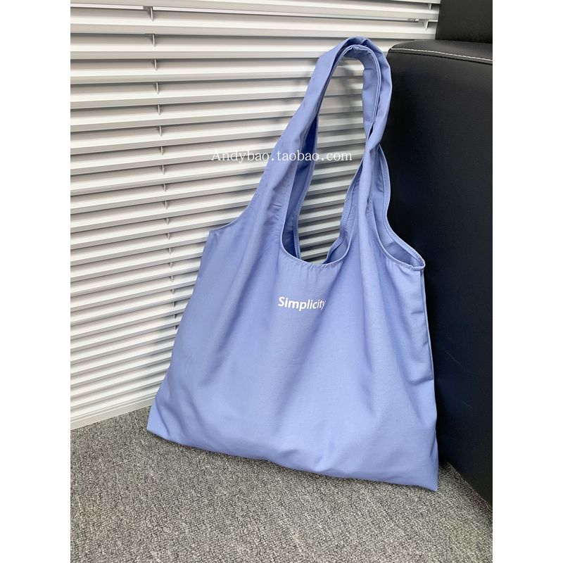 

Summer 2025 New Arrival Thin Canvas Bag Women s Large Capacity Shoulder Mother and Daughter Work Student Handbag Korean Style simplicity Blue No Pendant