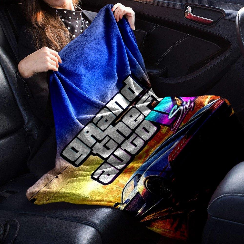 1pc Grand Theft Auto Soft Flannel Blanket with Designer Print A cozy blanket for all seasons, perfect for the couch, bed, office