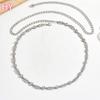 HY  Women Figure 8 White Rhinestone Geometric Fine Beach Sexy Belt Slender Waist Body Chain Versatile Dress Accessories