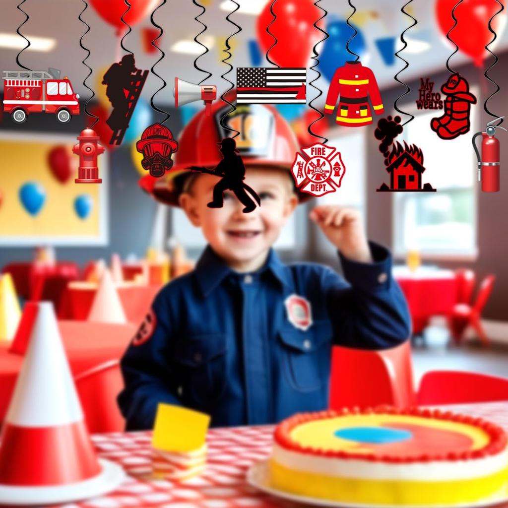 Firefighter Party Decorations Firetruck Party Decoration Fireman Party Decor Supplies Hanging Swirls Party Streamers 24pcs Kids Baby Shower Fire