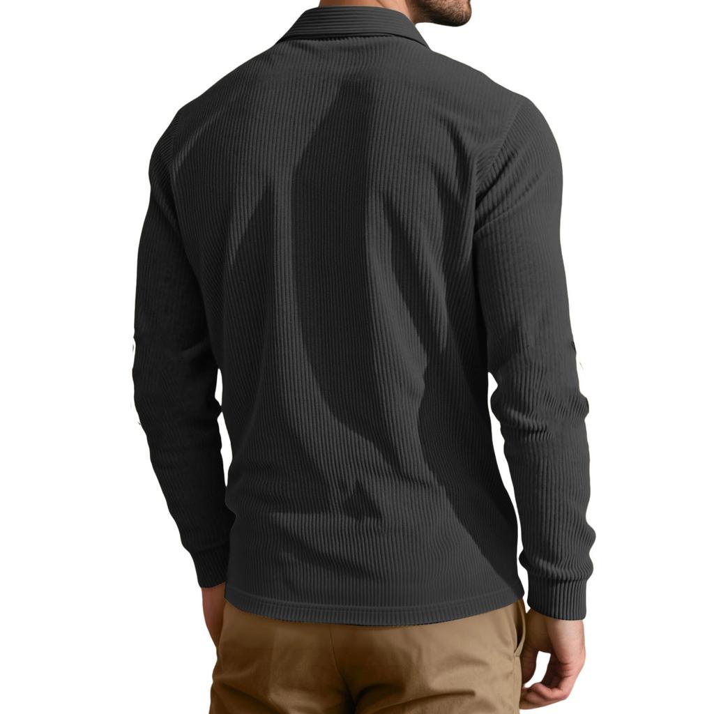 Men's Corduroy Fashion American Style Leisure Button Flip Collar Pullover Hoodie