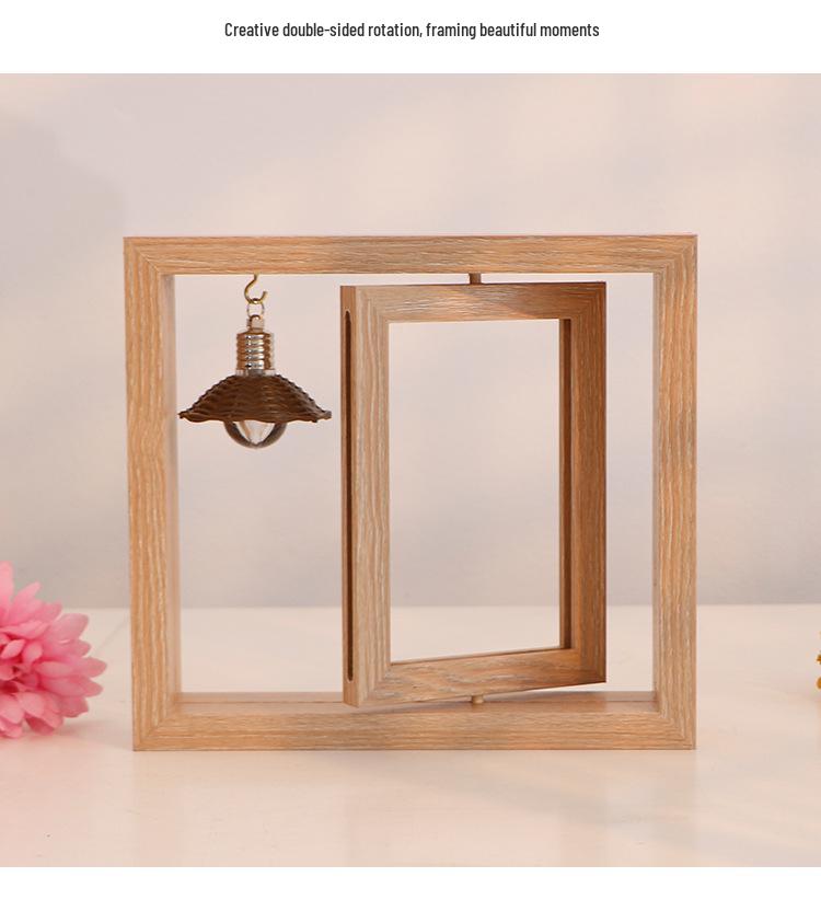 Modern Rotating Double-Sided Photo Frame: 6-inch/7-inch, Personalized Album, Couples Gift, Wooden Ornament