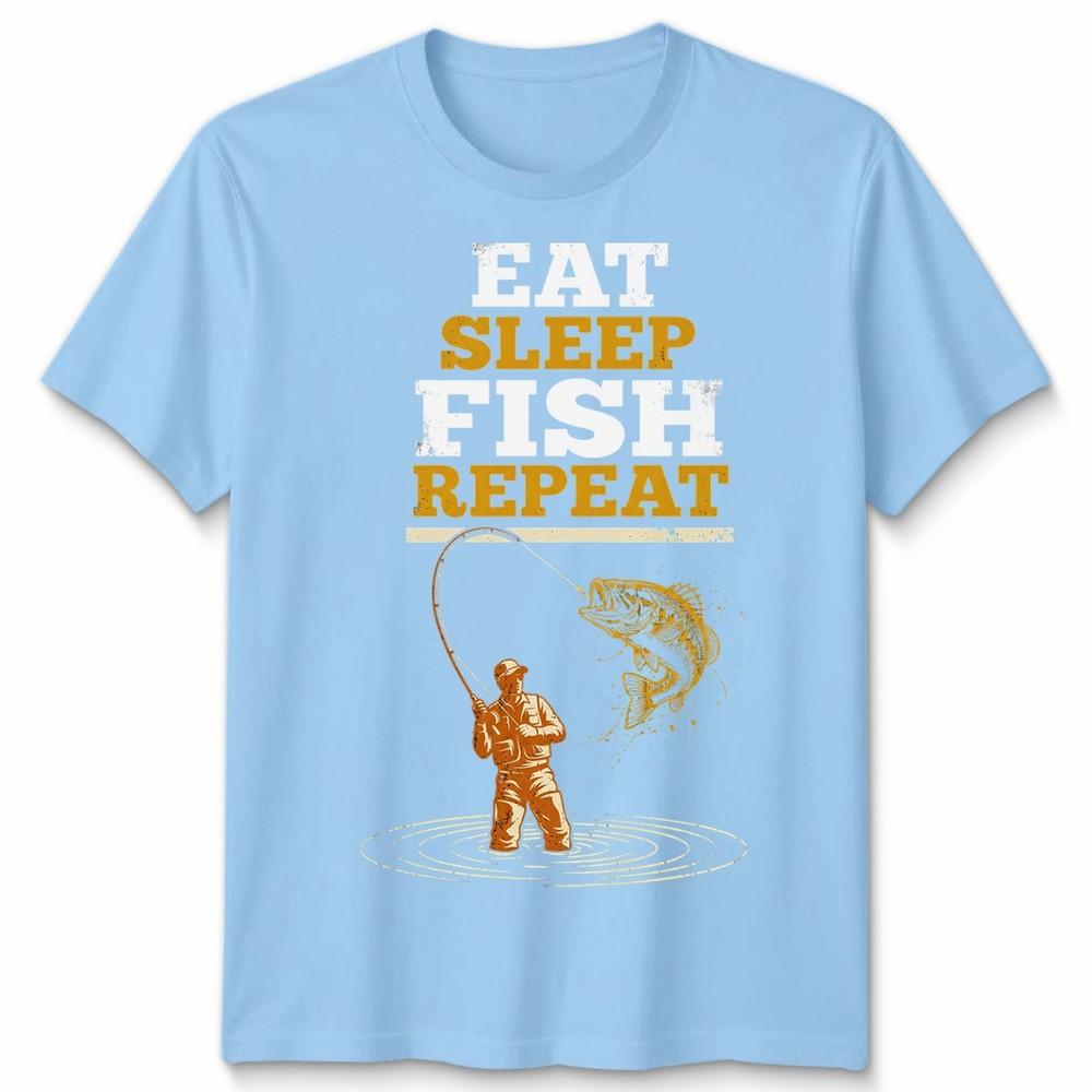Eat Sleep Fish Repeat Unisex T Shirt Retro Distressed Fishing Fisherunisex Gift S