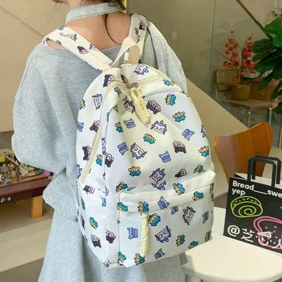 Schoolbag1011 New Casual Backpack Female Junior High School High School College Student Schoolbag Nezha Pattern Simple Large Capacity Backpack