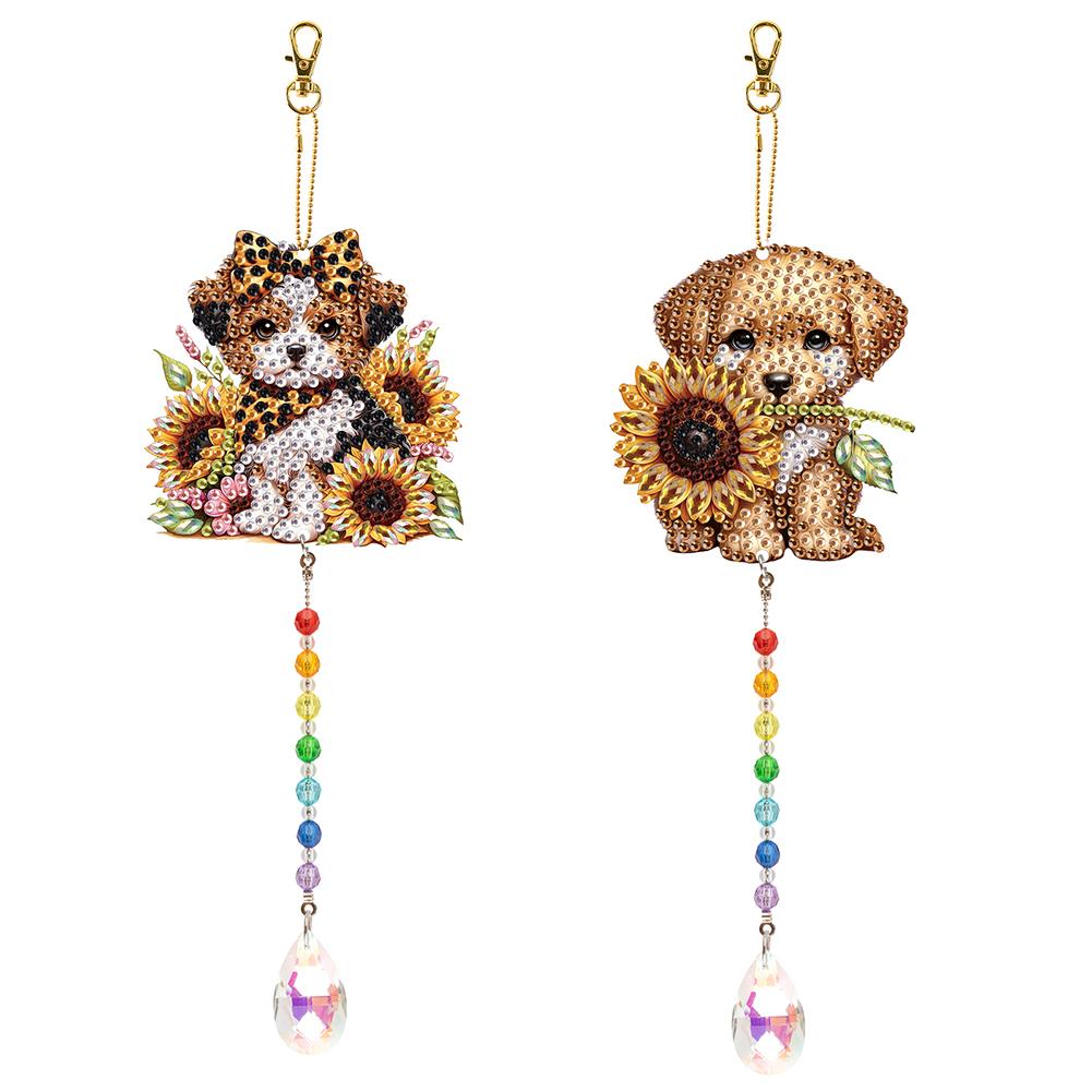 2Pcs 5D DIY Diamond Painting Sun Catcher Crystal Painting Ornaments for Adults DIY Summer Home Garden Hanging Ornament