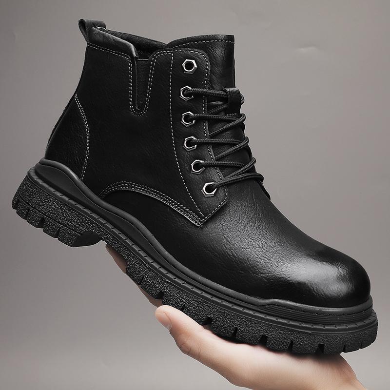 Men's Shoes Spring and Autumn Men's Casual Business Shoes Leather Shoes Men's Leather Surface Soft Sole Middle Aged Low Top Casual Shoes