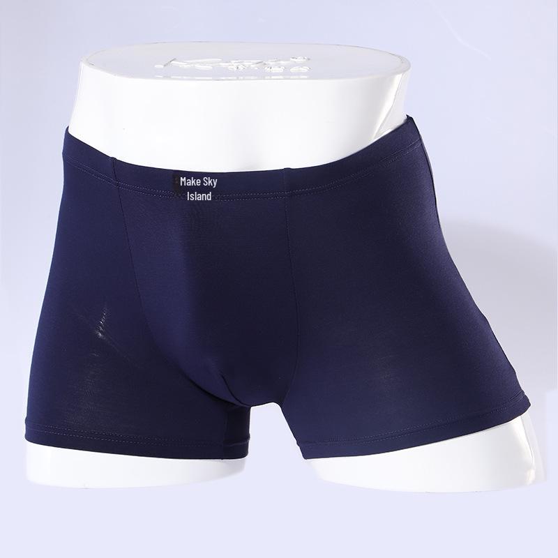 Men's Solid Color Modal Mid-Waist Breathable U-Convex Boxer Briefs