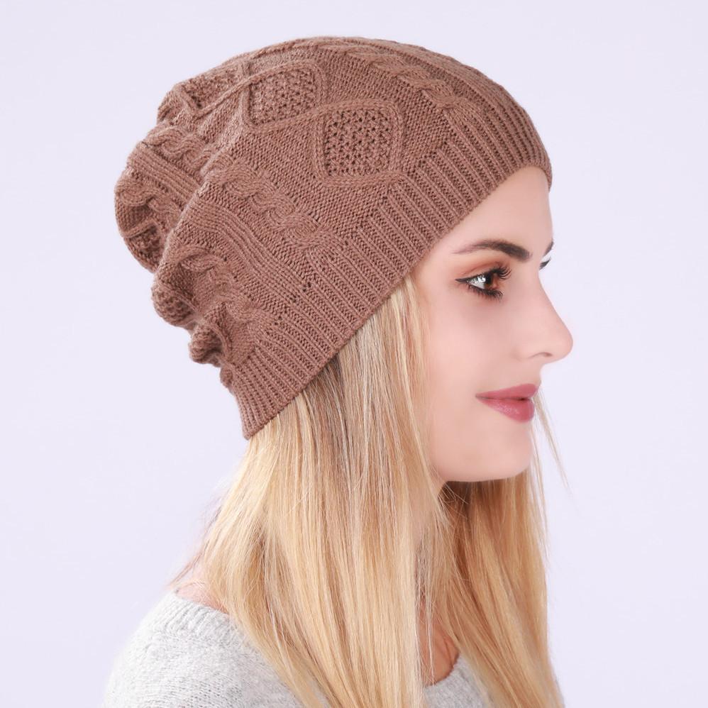 New Single layer Pleated Pile Pullover Hat for Men and Women Knitted Autumn and Winter Rhombus Ear Protection Warm Woolen Hat