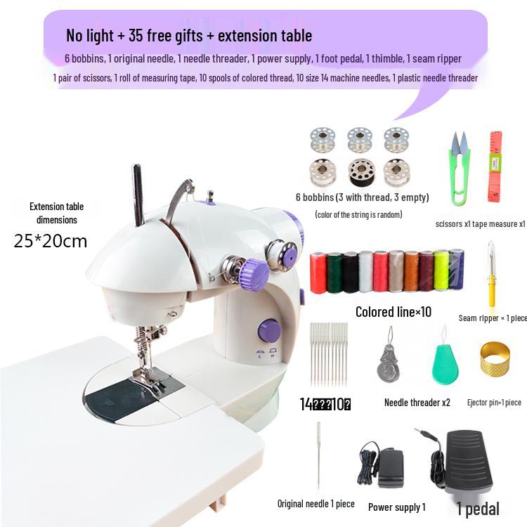 202 Electric Mini Desktop Sewing Machine with Micro Foot Pedal for Thick Fabrics