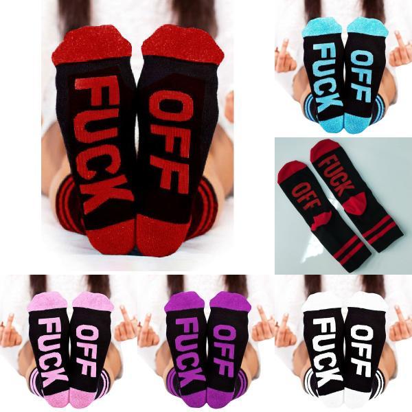 Stylish Unisex Cotton Blend Socks With Bold Lettering Comfortable And Fun Footwear