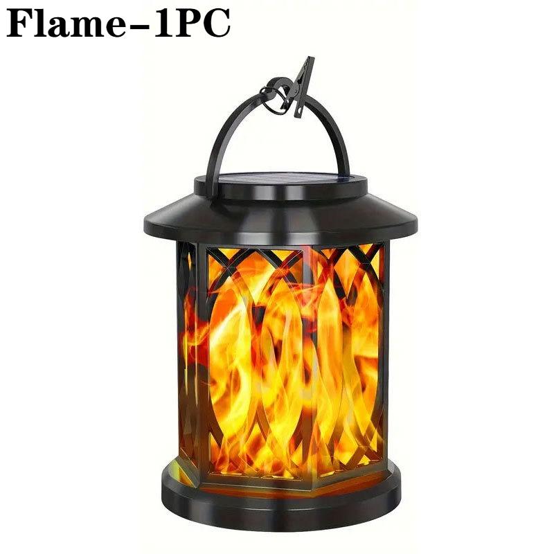 Solar Metal Flickering Flame LED Lantern Outdoor Hanging Light Heavy Duty Solar Powered for Yard Patio Christmas Decoration