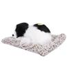 Simulation Sleeping Dog Puppy Ornament Animal Plush Toy Bamboo Charcoal  Decor (Black+White)
