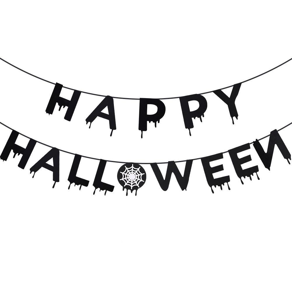 Nonwoven Halloween Flower Pulling Devil's Eye Spider Halloween Flag Decoration Plastic Bats Paper Pumpkin Letter Flag Gift