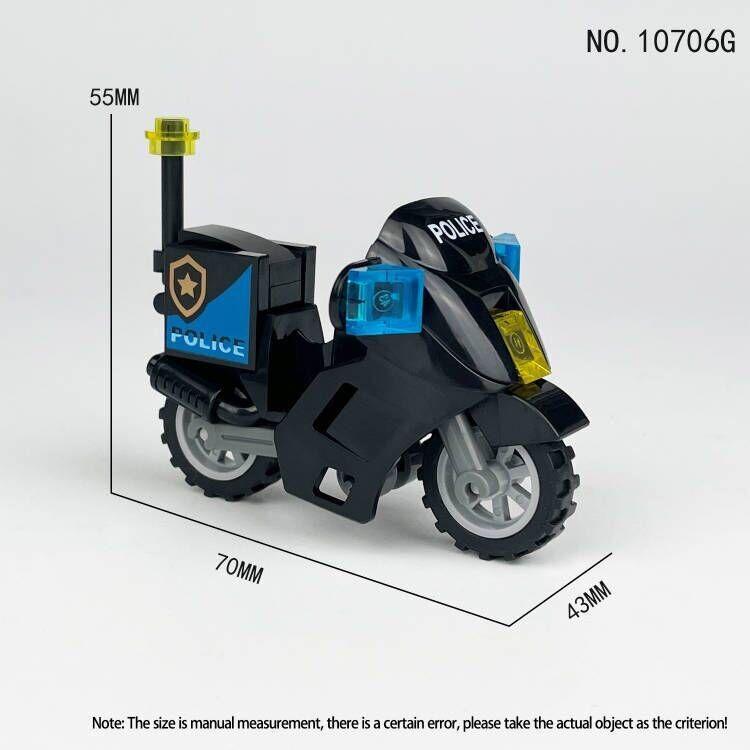 10706A-10706H 672608 Panther Patrol Motorcycle Harley Police Car Building Block Toy