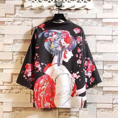 Japonský styl Samurai Kimono Streetwear Pánský Cardigan Japonsko Harajuku Anime Robe Anime Oblečení