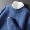 Men's Cashmere Sweater Loose and Thick Jacquard Crewneck Sweater Autumn and Winter Solid Color Men's Knit Bottom Sweater